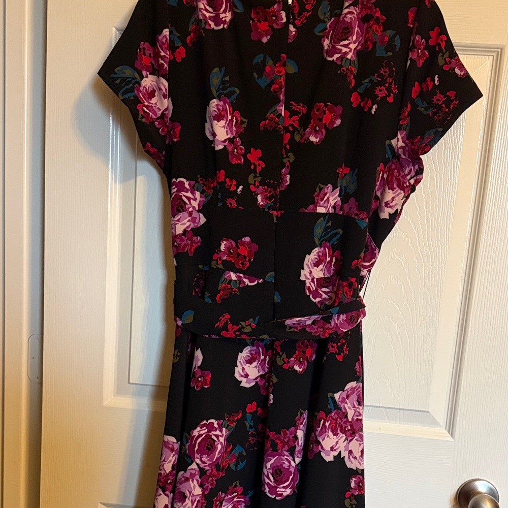 Lane Bryant Black and Purple Floral Midi Dress - Picture 4 of 8